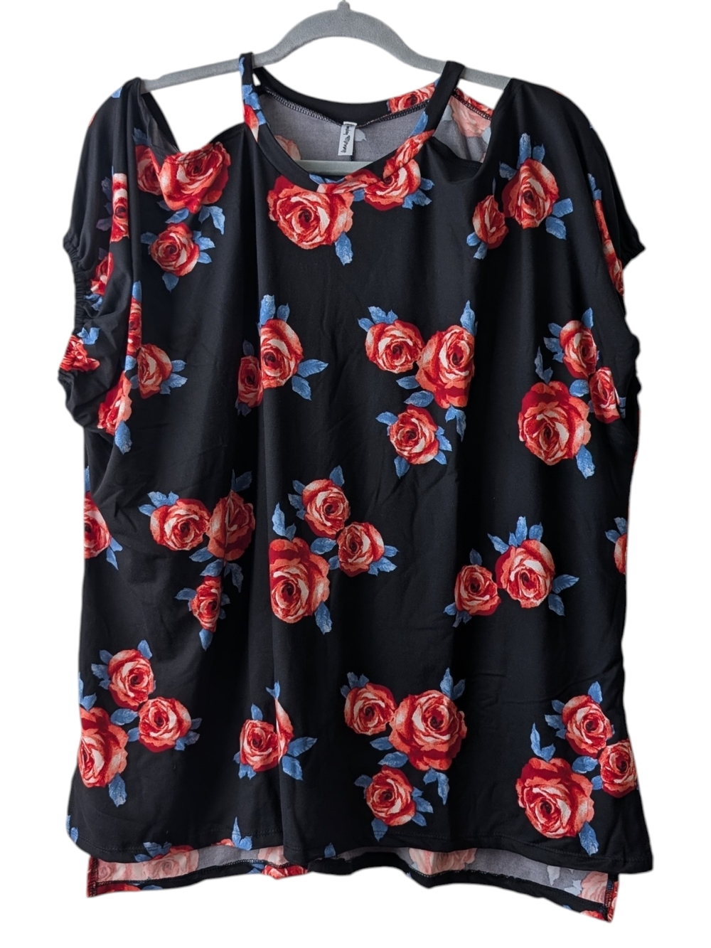 SUNDAY MORNING WOMEN’S FLORAL COLD-SHOULDER BLOUSE SIZE 1XL